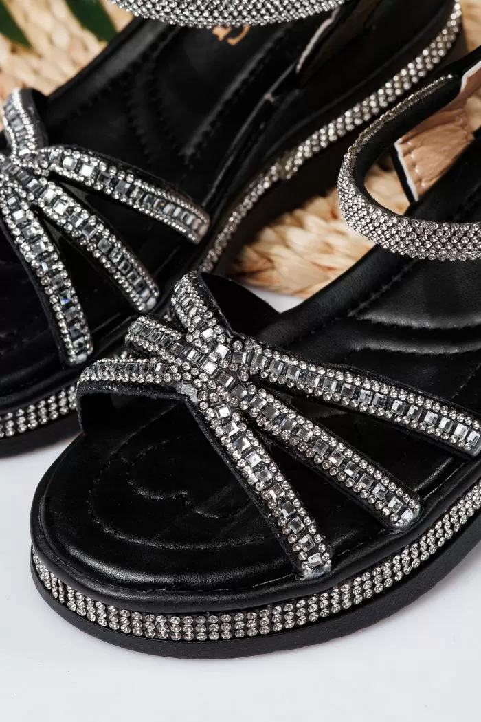 Sandale fete negre din piele ecologica Ophelia #21756