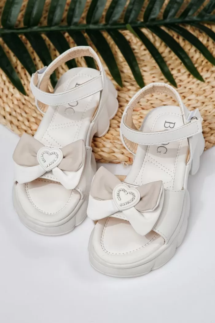 Sandale fete albe din piele ecologica Aria2 #21763