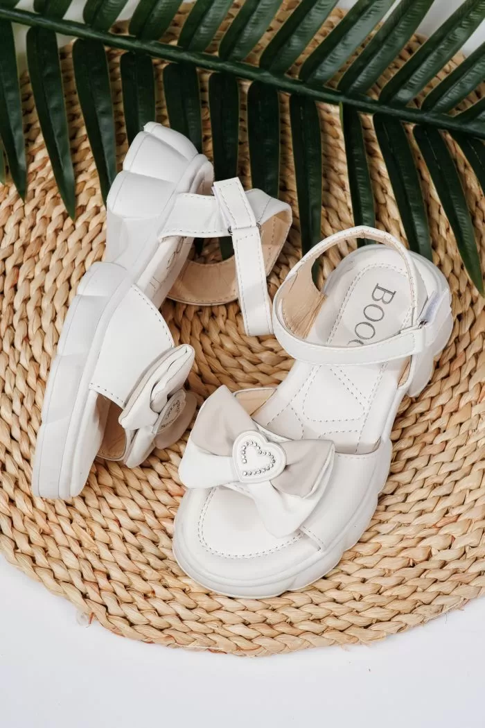 Sandale fete albe din piele ecologica Aria2 #21763