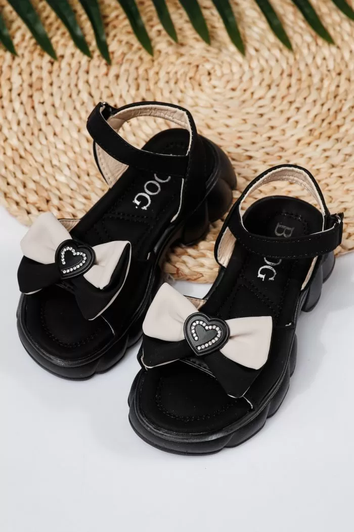 Sandale fete negre din piele ecologica Aria2 #21765