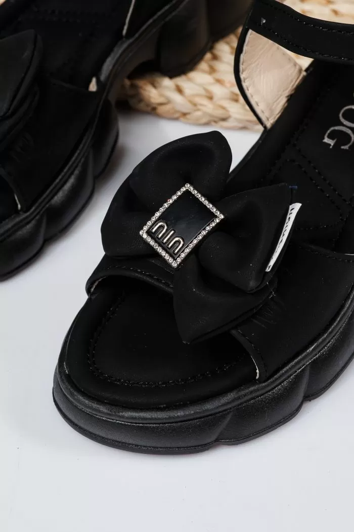 Sandale fete negre din piele ecologica Darya #21766