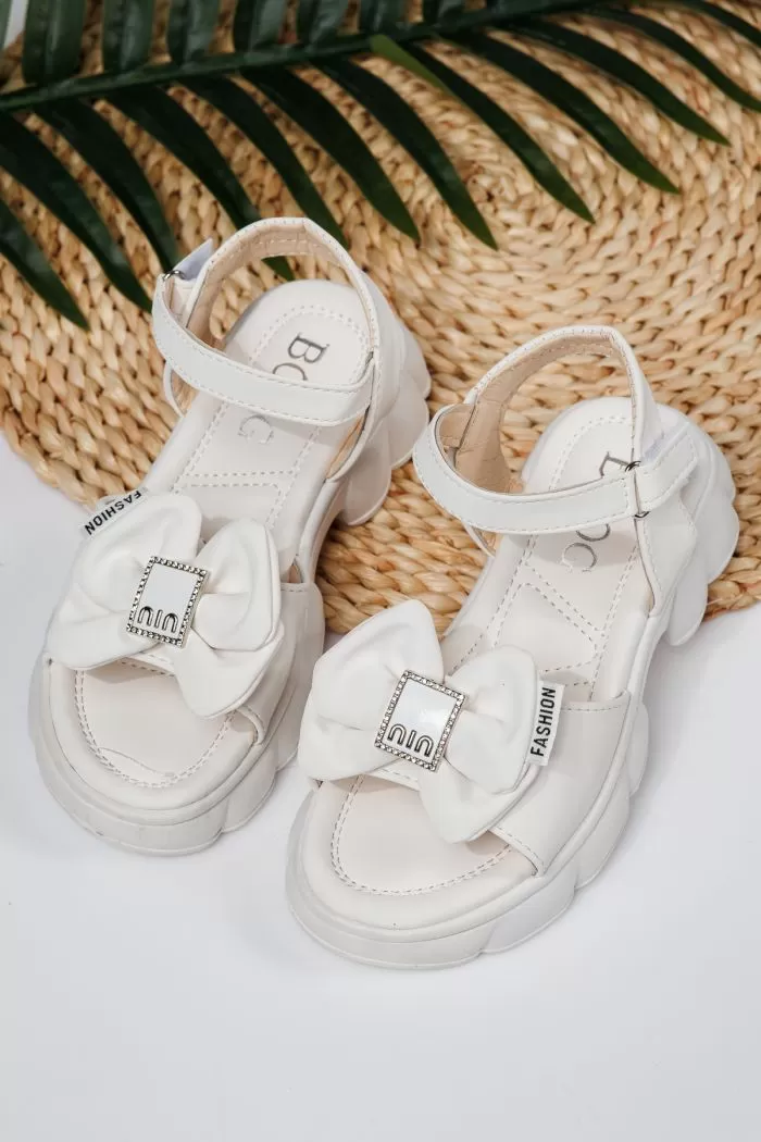 Sandale fete albe din piele ecologica Darya2 #21769