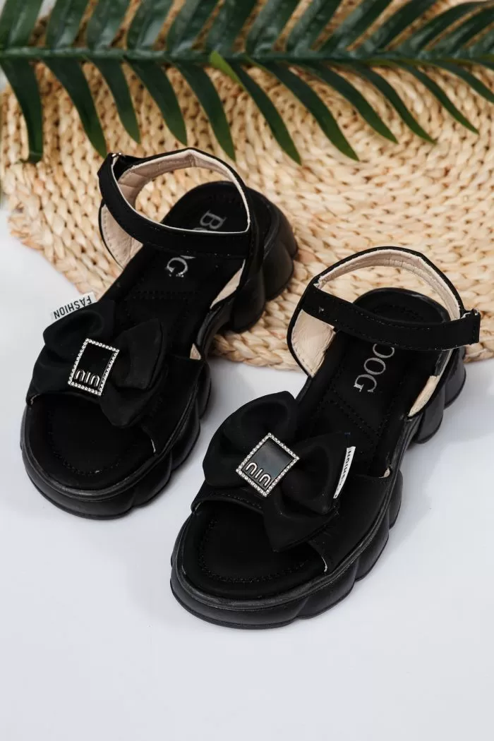 Sandale fete negre din piele ecologica Darya2 #21770