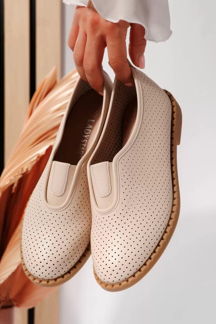 Pantofi casual dama bej din piele ecologica Melek #21813
