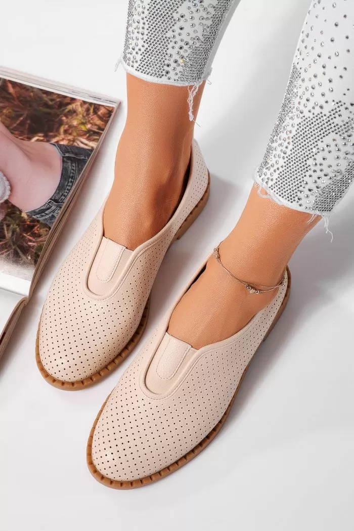 Pantofi casual dama bej din piele ecologica Melek #21813