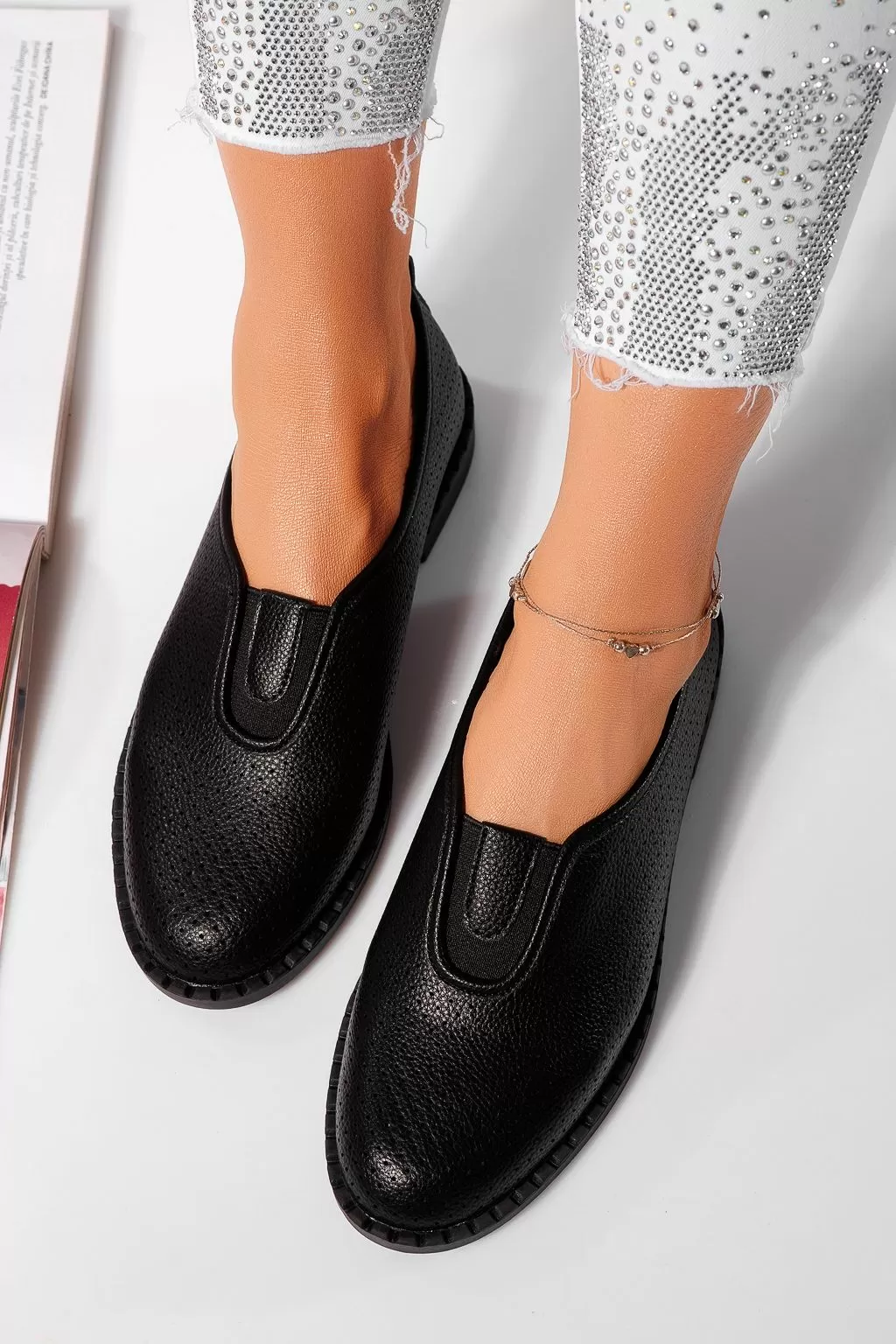 Pantofi casual dama negri din piele ecologica Melek #21814