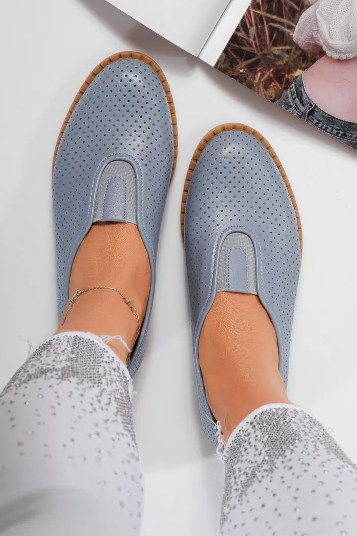 Pantofi casual dama albastri din piele ecologica Melek #21816