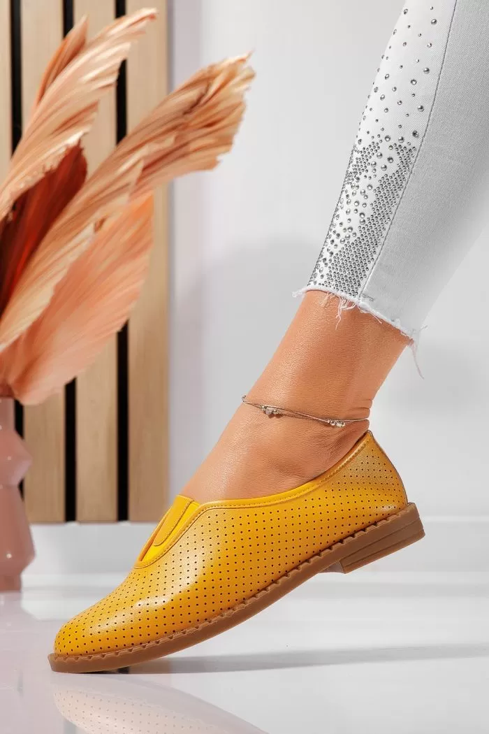 Pantofi casual dama galbeni din piele ecologica Melek #21818