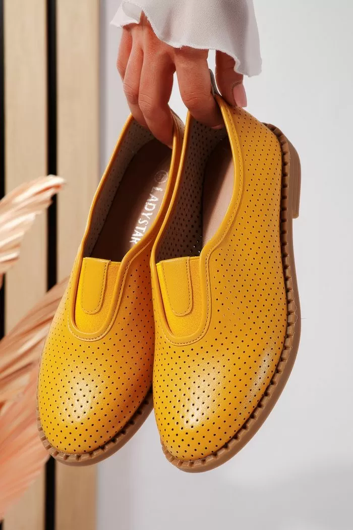 Pantofi casual dama galbeni din piele ecologica Melek #21818