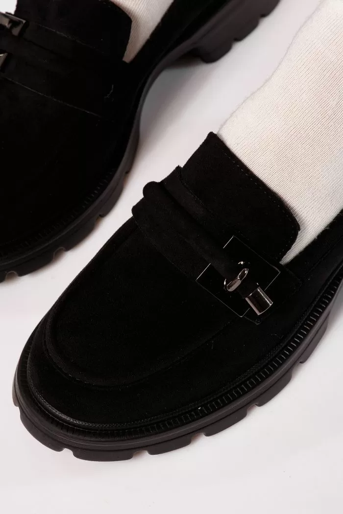 Pantofi casual dama negri din piele ecologica intoarsa Melike #21824