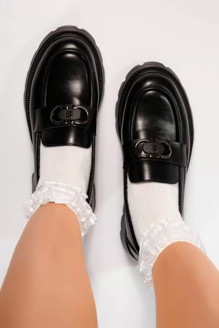 Pantofi casual dama negri din piele ecologica Nuray #21826