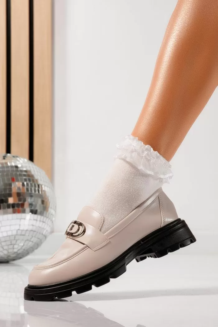 Pantofi casual dama bej din piele ecologica Nuray #21827