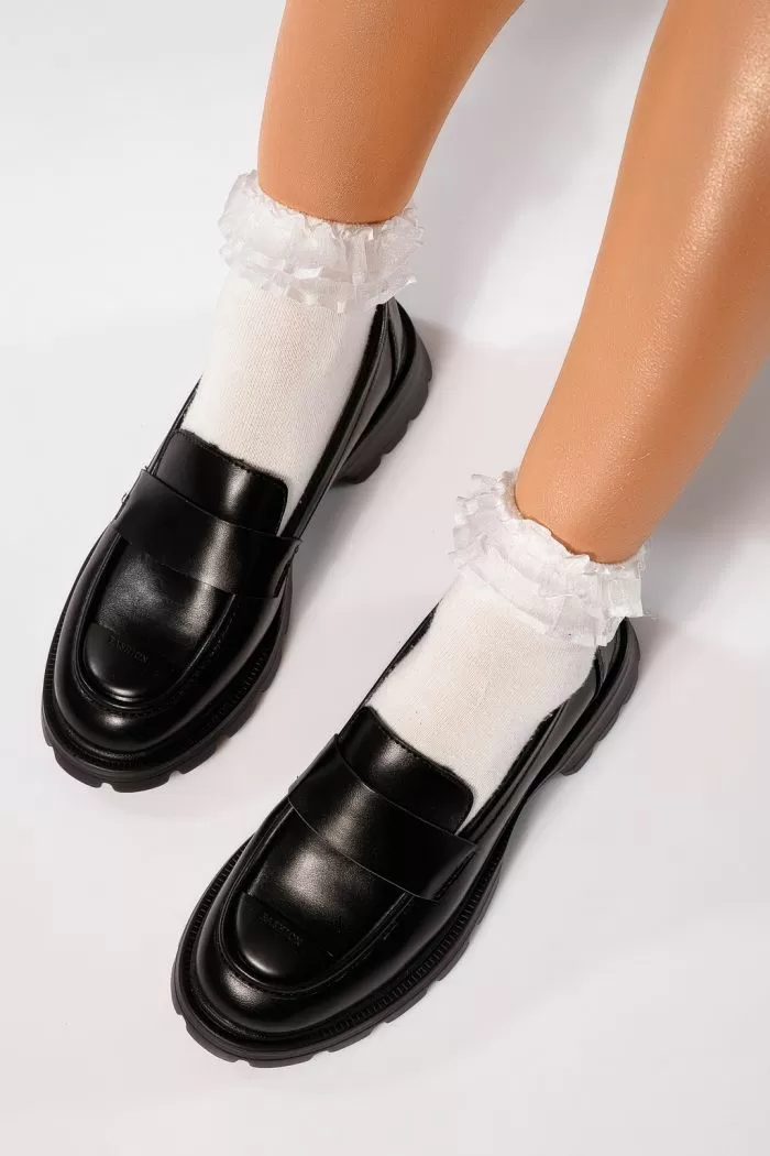 Pantofi casual dama negri din piele ecologica Hana #21830