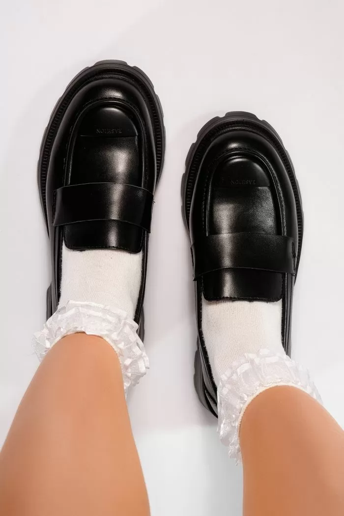 Pantofi casual dama negri din piele ecologica Hana #21830