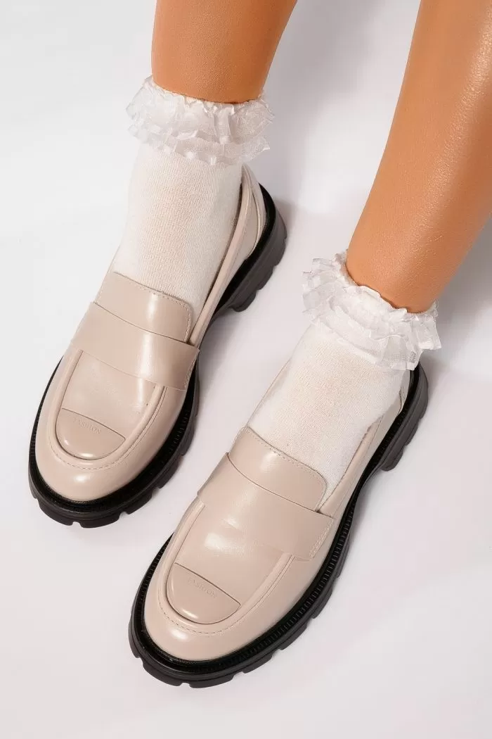 Pantofi casual dama bej din piele ecologica Hana #21831