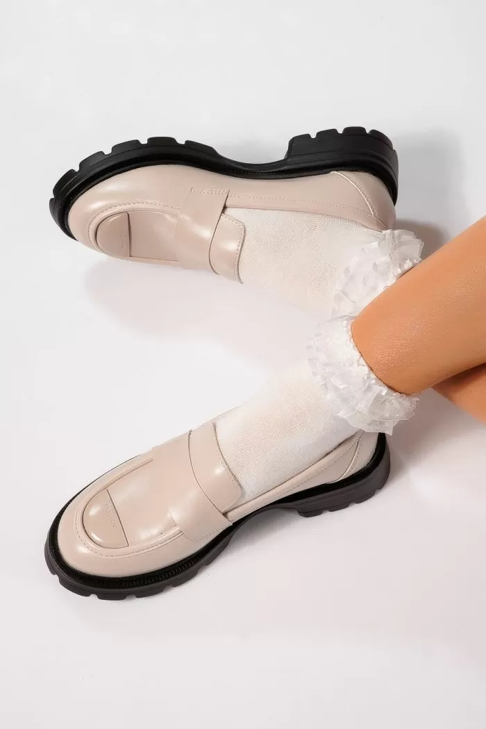 Pantofi casual dama bej din piele ecologica Hana #21831