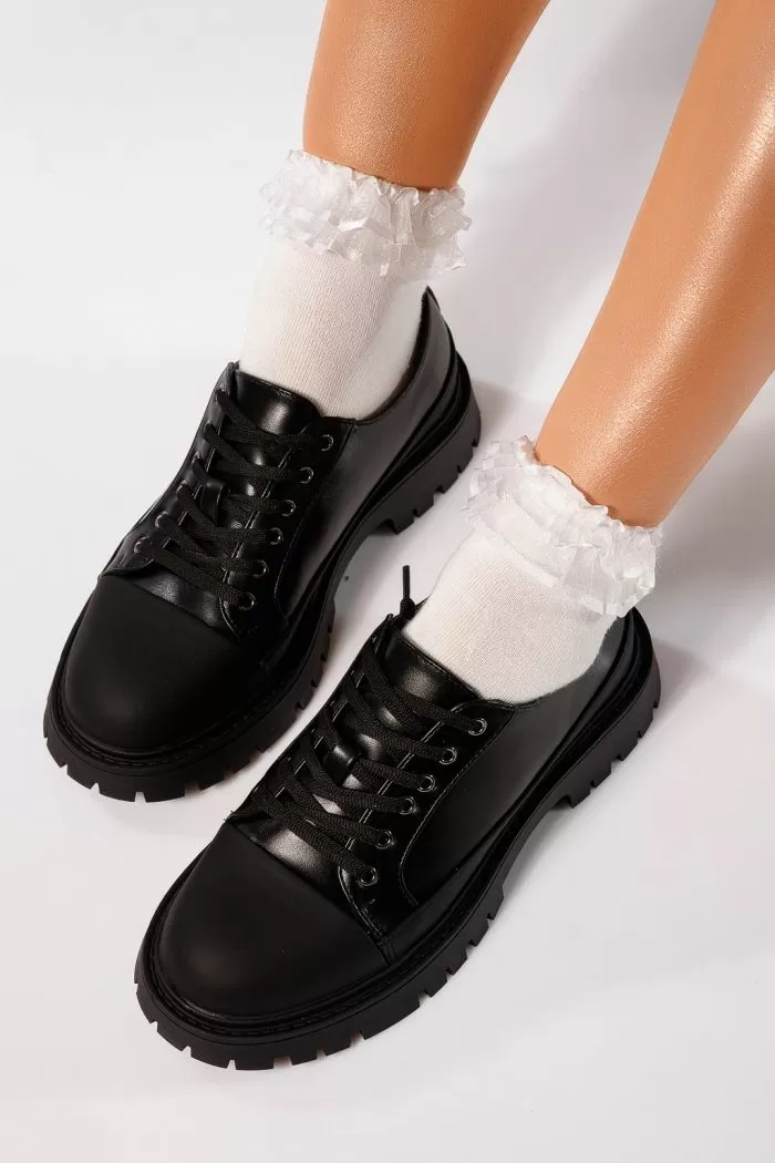 Pantofi casual dama negri din piele ecologica Reiko #21834
