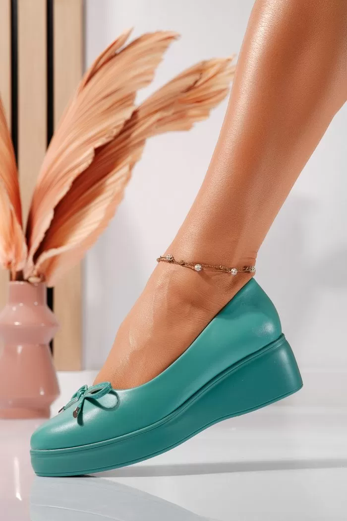 Pantofi casual dama verzi din piele ecologica Vera #21837