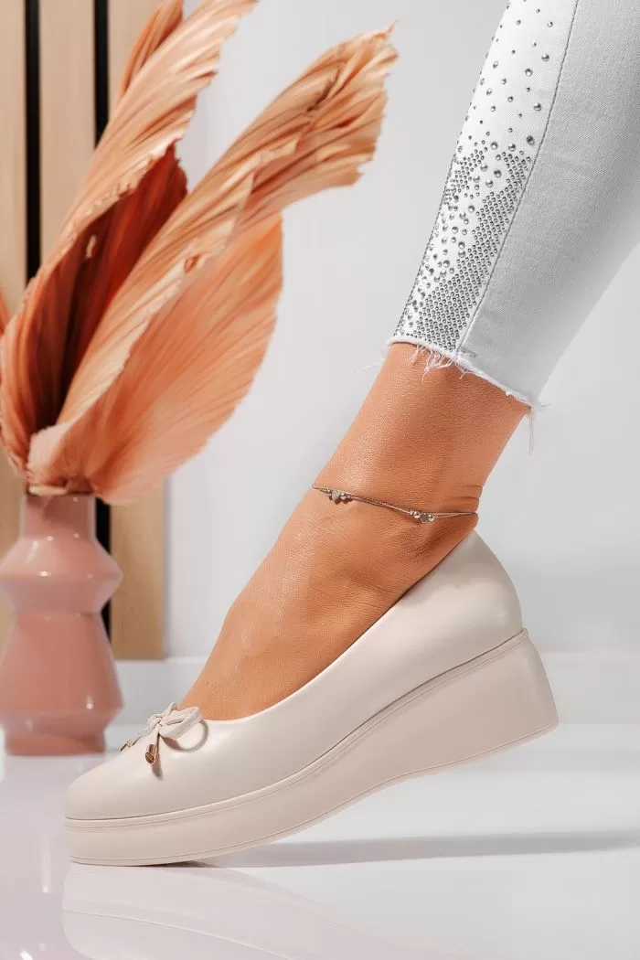 Pantofi casual dama bej din piele ecologica Vera #21839