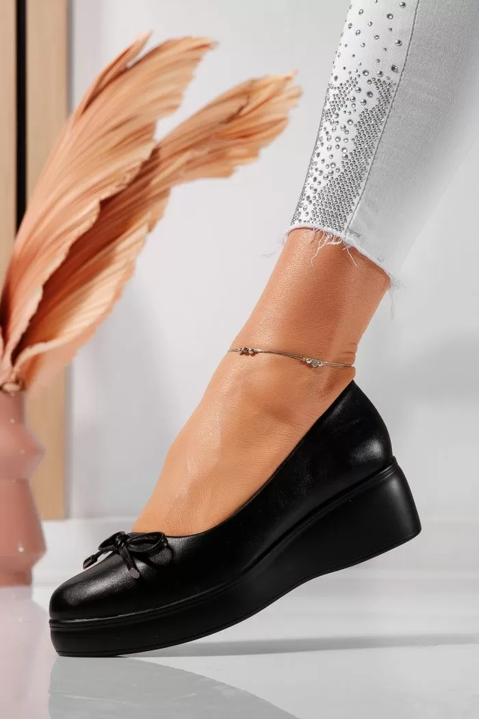 Pantofi casual dama negri din piele ecologica Vera #21840
