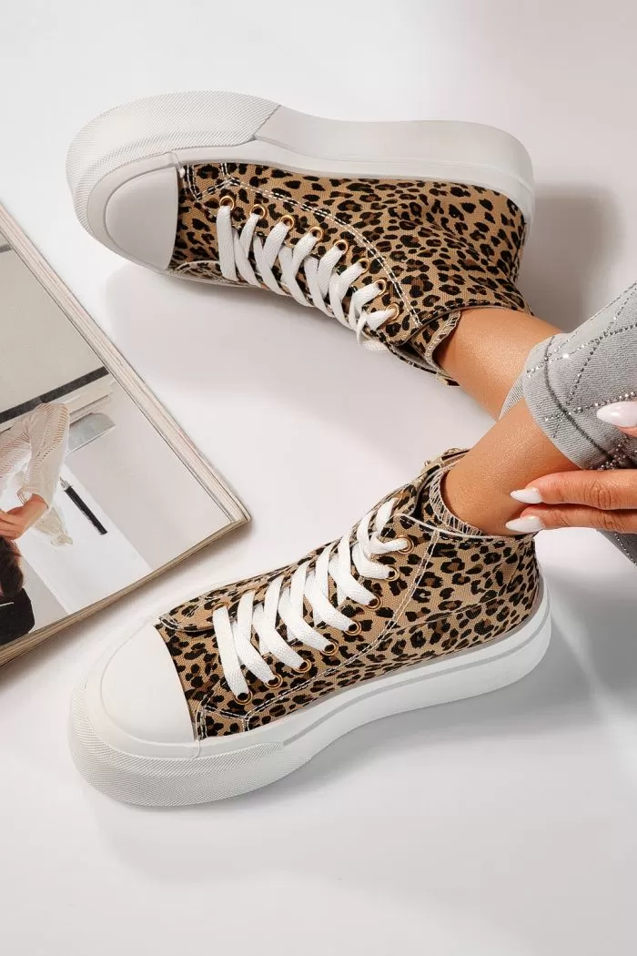 Adidasi dama leopard din material textil Perla #21845