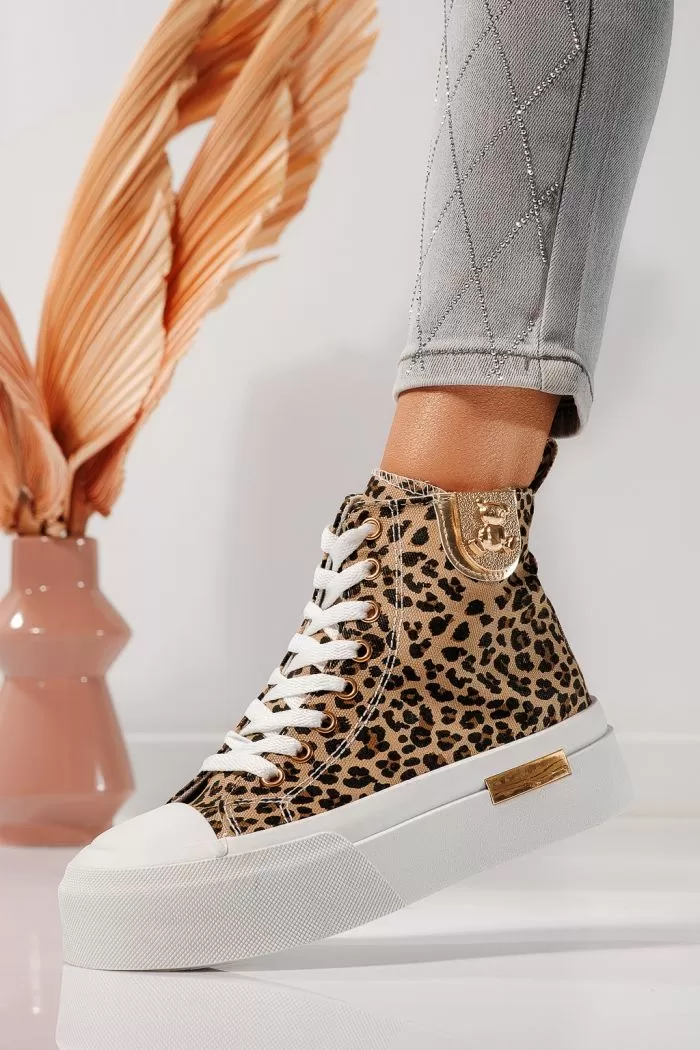 Adidasi dama leopard din material textil Perla #21845
