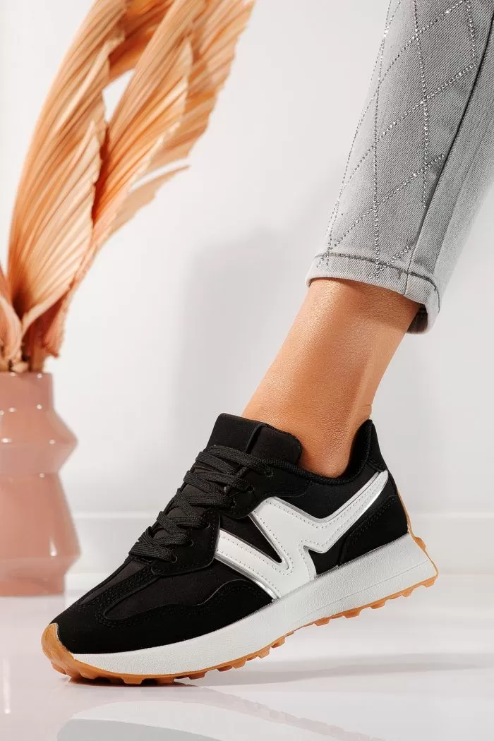 Adidasi dama negri din piele ecologica Clare #21856