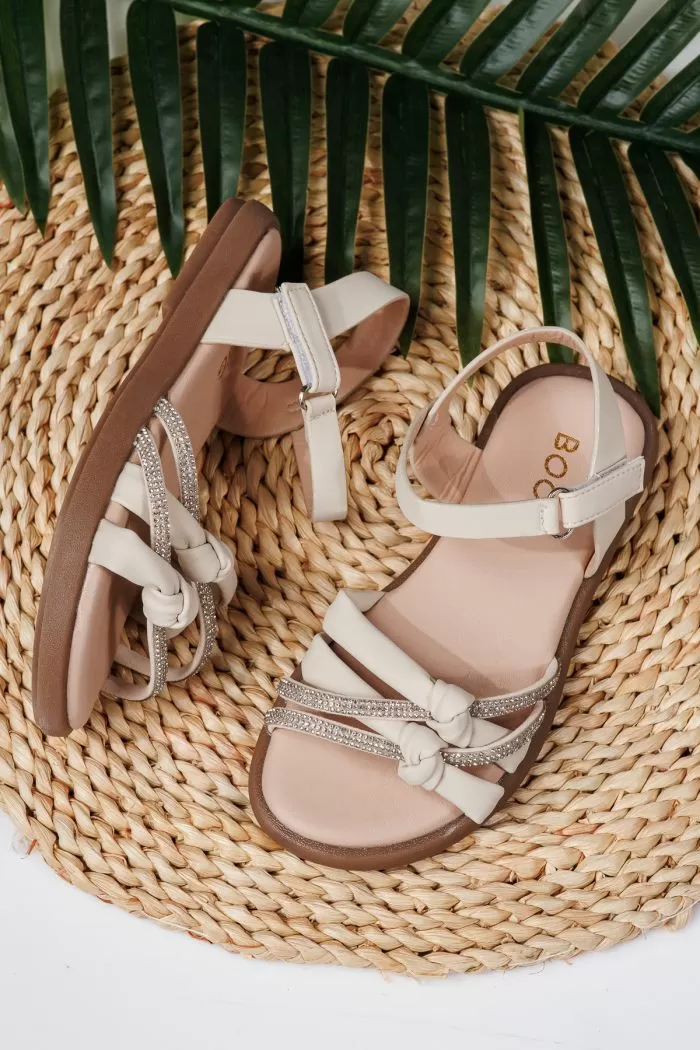 Sandale fete bej din piele ecologica Agatha #21872