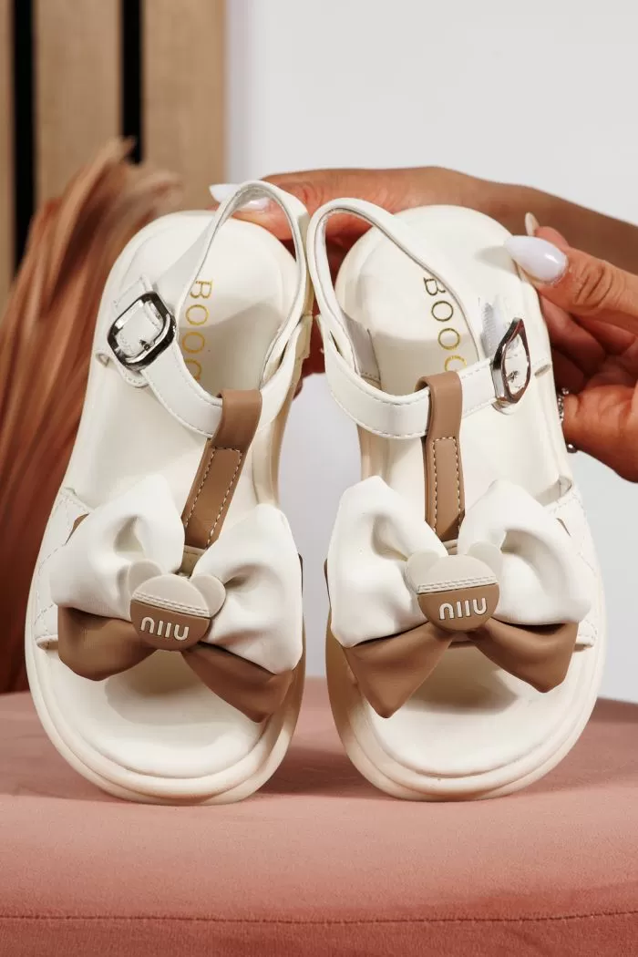 Sandale fete albe din piele ecologica Aimee #21876