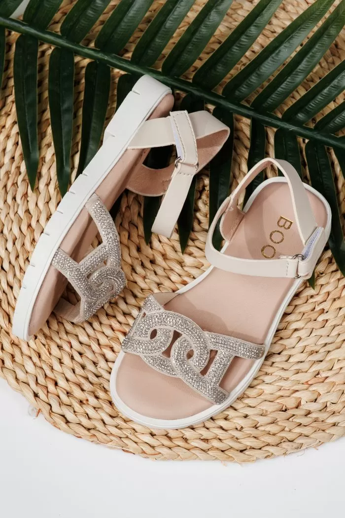 Sandale fete bej din piele ecologica Adina2 #21877