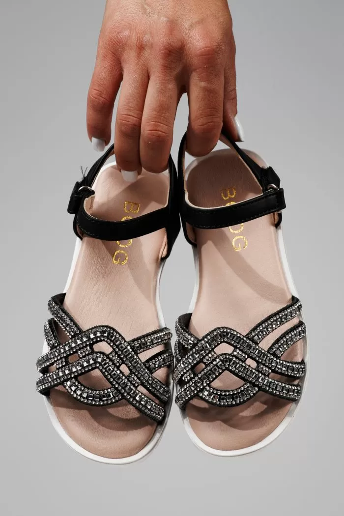Sandale fete negre din piele ecologica Alegria #21881