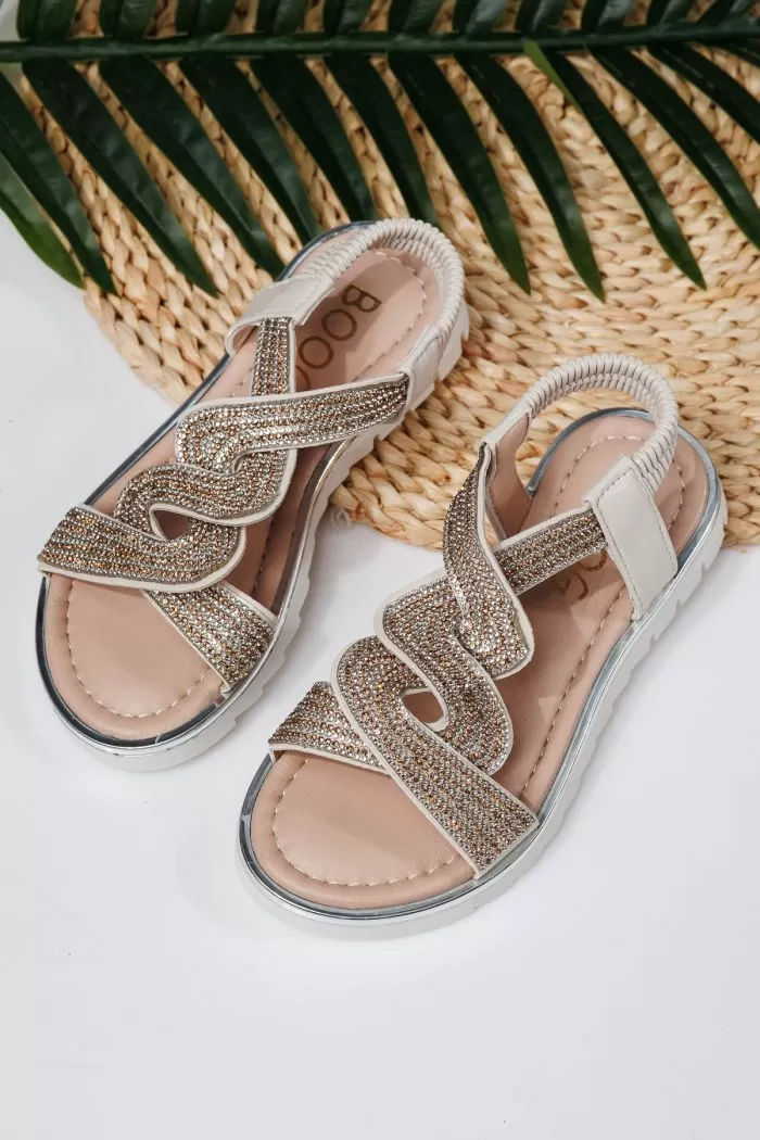 Sandale fete bej din piele ecologica Anda2 #21904