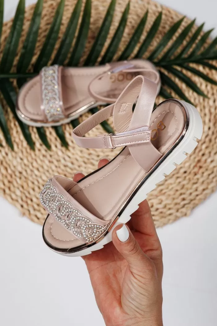 Sandale fete roz din piele ecologica Arden2 #21910