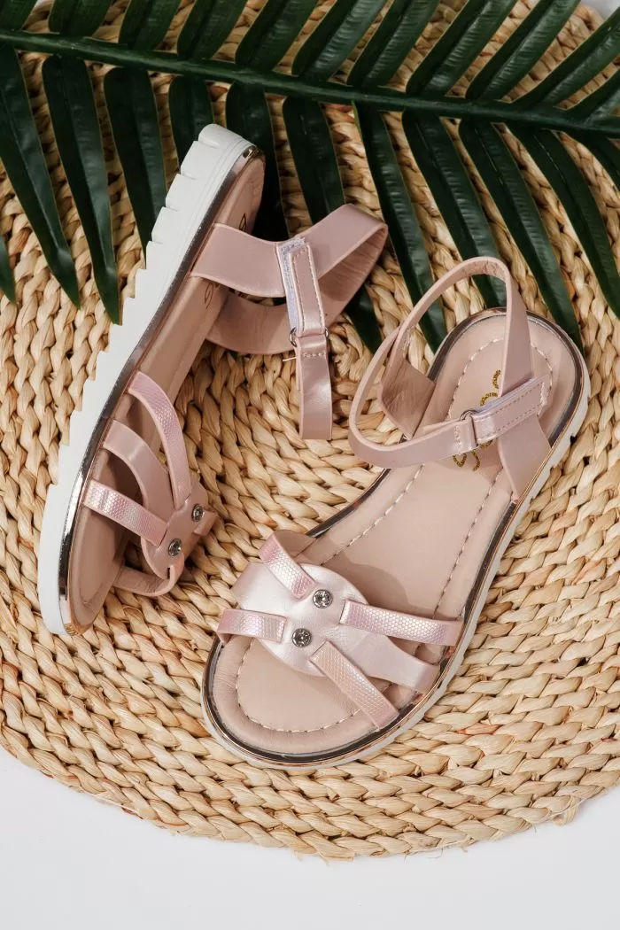 Sandale fete roz din piele ecologica Barbara #21915