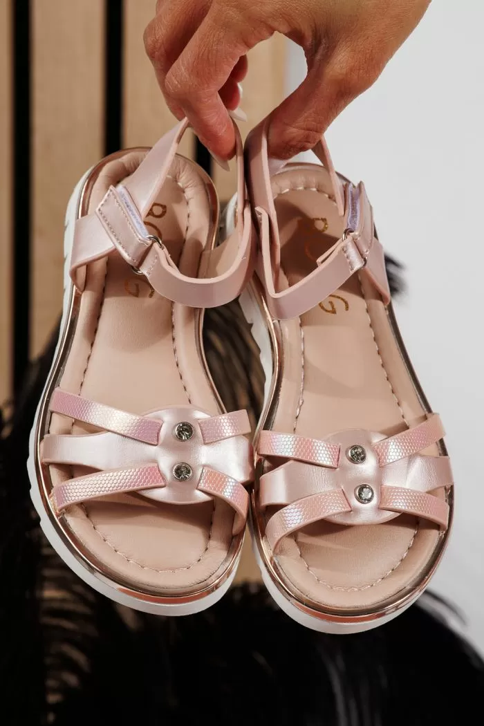 Sandale fete roz din piele ecologica Barbara2 #21918