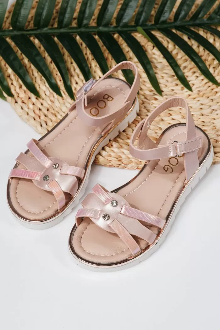 Sandale fete roz din piele ecologica Barbara2 #21918