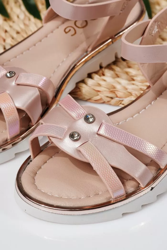 Sandale fete roz din piele ecologica Barbara2 #21918