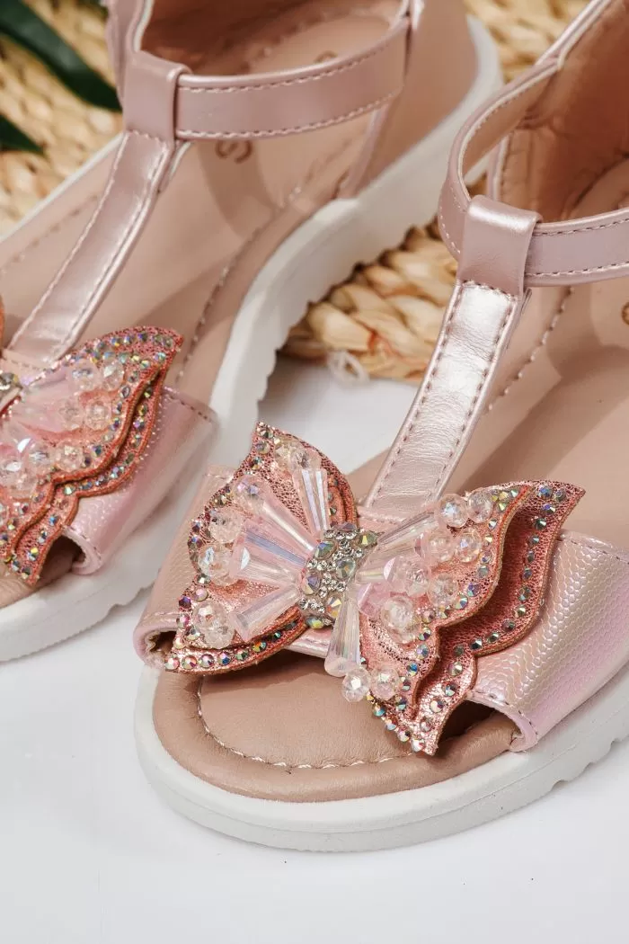 Sandale fete roz din piele ecologica Belinda #21921