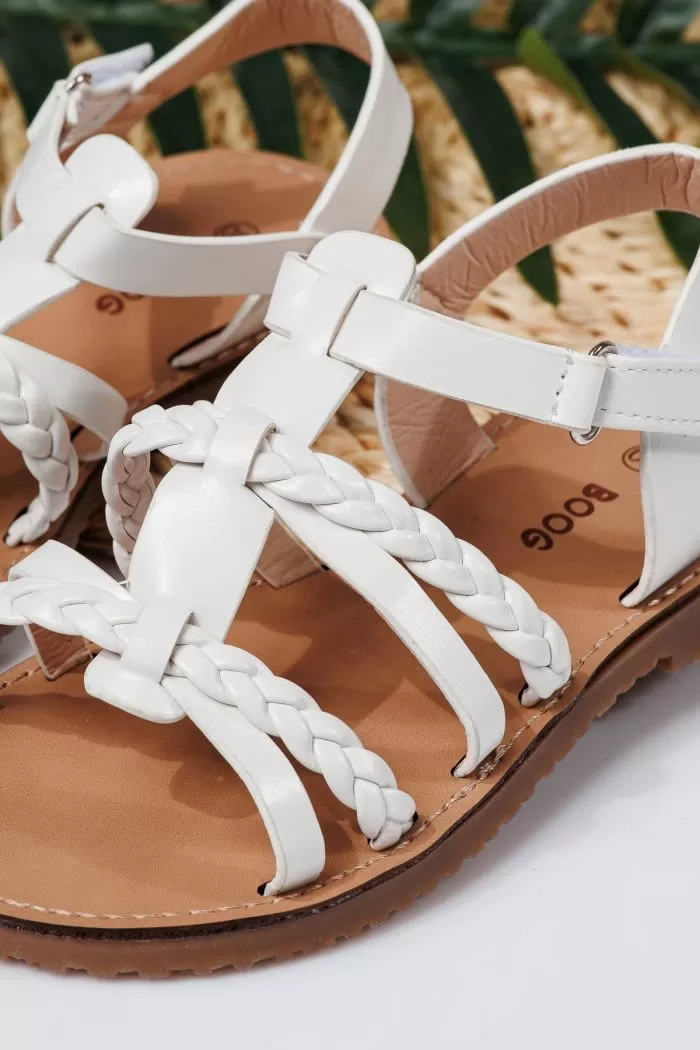 Sandale fete albe din piele ecologica Betsy #21923
