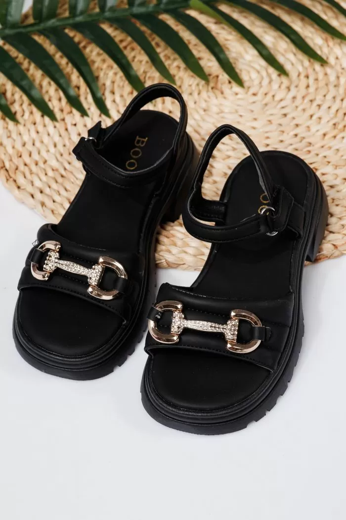 Sandale fete negre din piele ecologica Camille #21929
