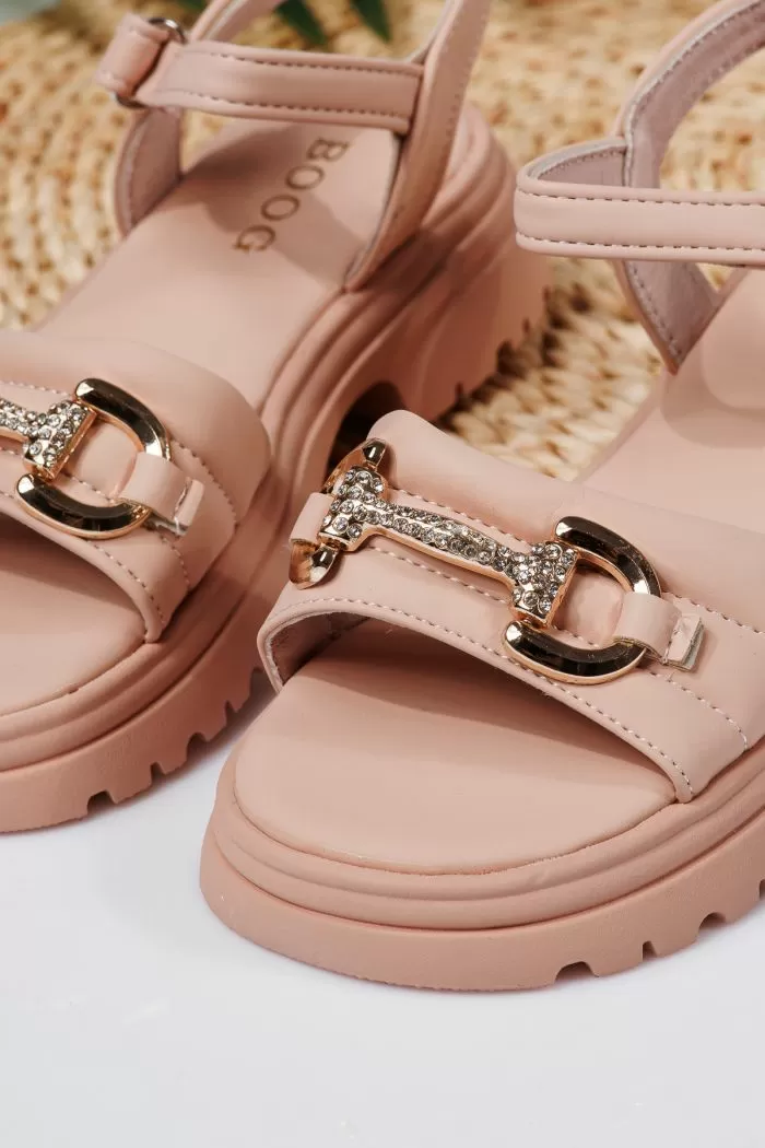 Sandale fete roz din piele ecologica Camille2 #21930