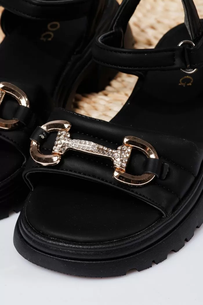 Sandale fete negre din piele ecologica Camille2 #21931