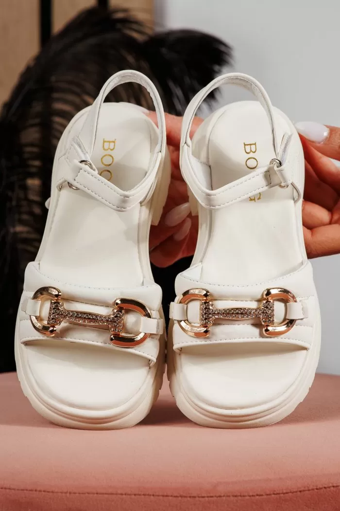 Sandale fete albe din piele ecologica Camille2 #21932