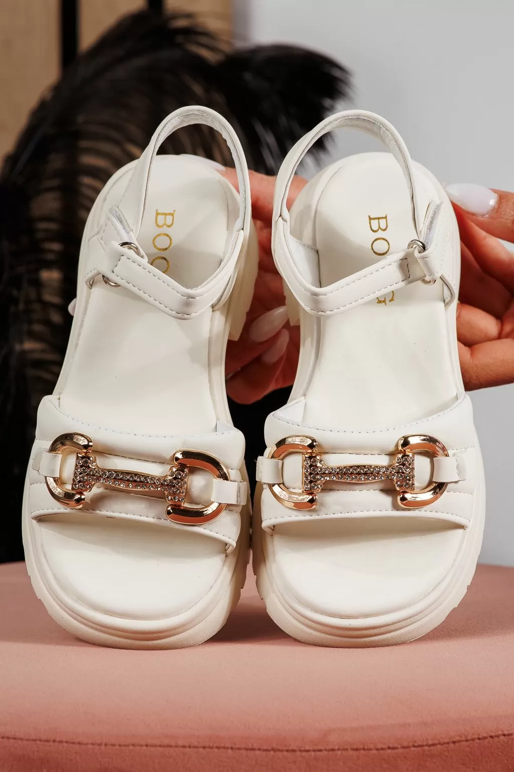 Sandale fete albe din piele ecologica Camille2 #21932