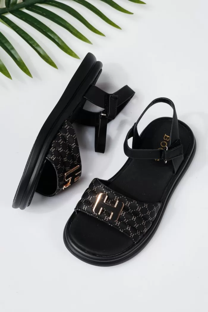 Sandale fete negre din piele ecologica Juliette2 #21936