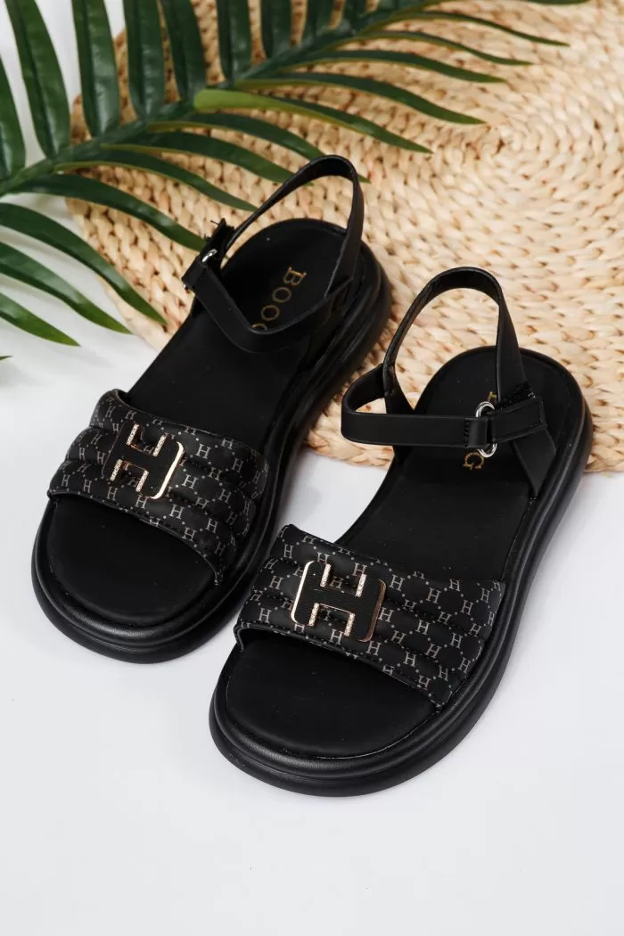 Sandale fete negre din piele ecologica Juliette2 #21936