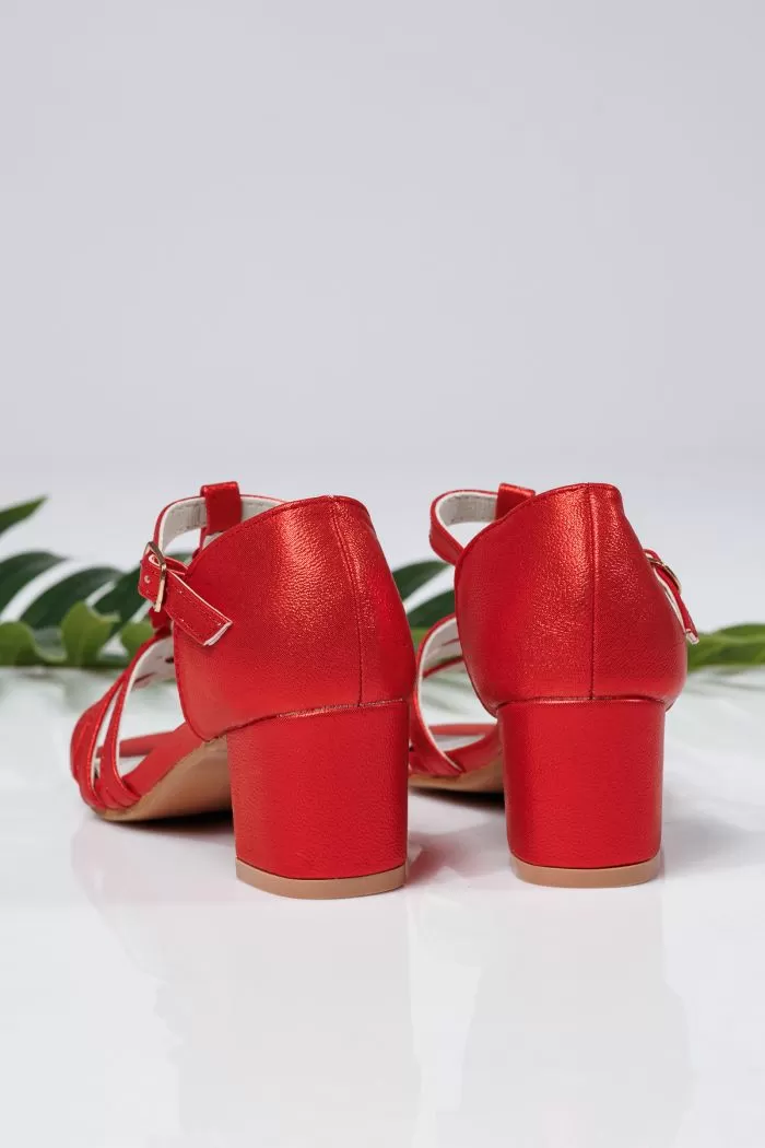 Sandale fete rosii din piele ecologica Alina #21942