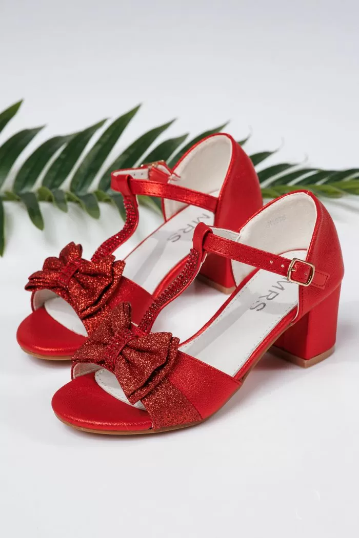 Sandale fete rosii din piele ecologica Mona #21945