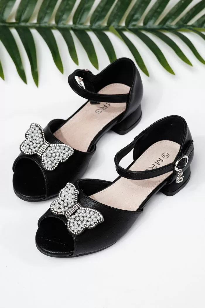 Sandale fete negre din piele ecologica Inna #21961