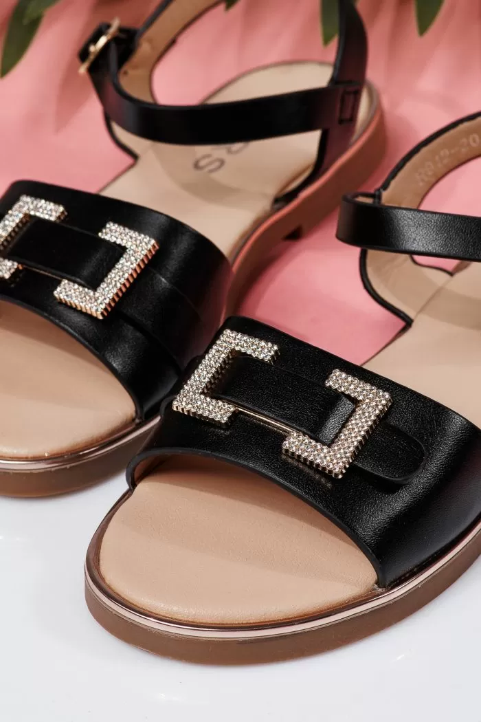 Sandale fete negre din piele ecologica Lila #21972